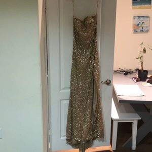 Gold sequin prom dress